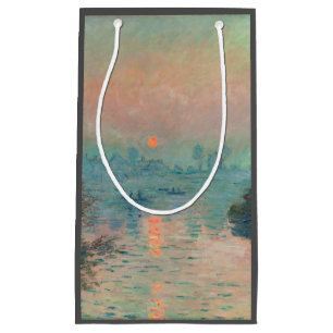 Monet Sunset on the Seine Fine Art Impressionism  Small Gift Bag
