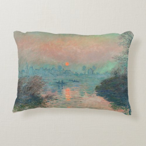 Monet Sunset Seine Fine Art Impressionism  Accent Pillow