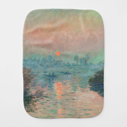 Monet Sunset Seine Fine Art Impressionism  Baby Burp Cloth