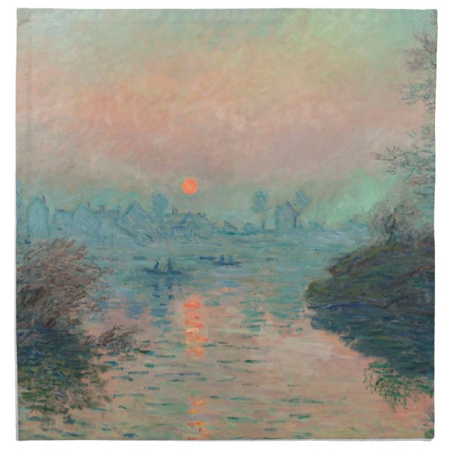 Monet Sunset Seine Fine Art Impressionism  Cloth Napkin (Front)