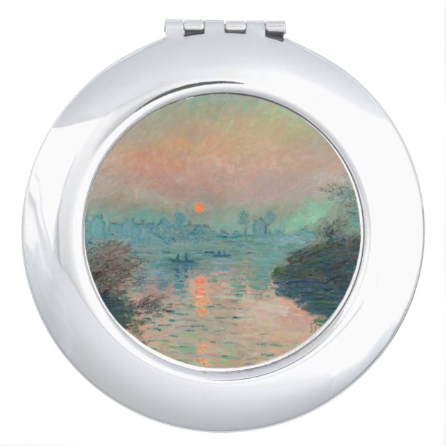 Monet Sunset Seine Fine Art Impressionism  Compact Mirror (Front)