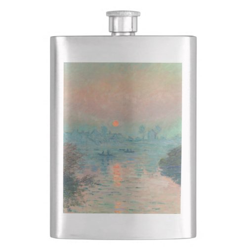 Monet Sunset Seine Fine Art Impressionism  Flask