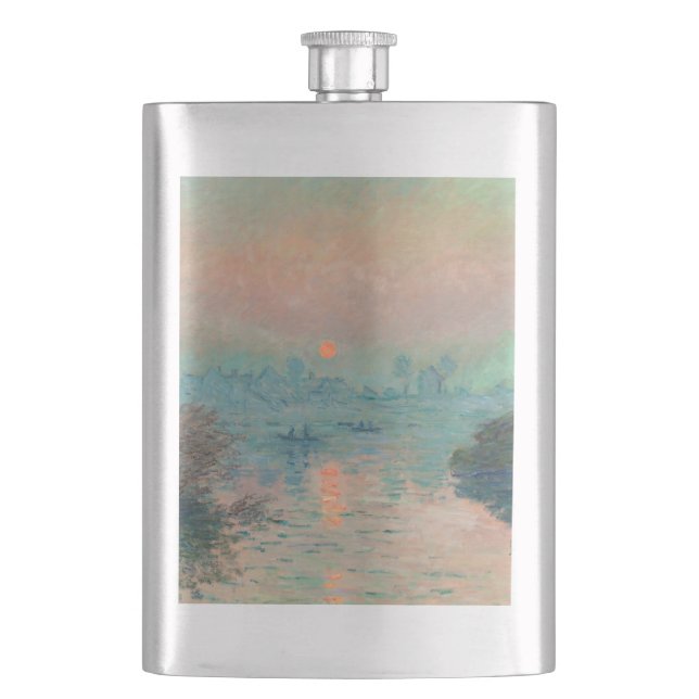Monet Sunset Seine Fine Art Impressionism  Flask (Front)