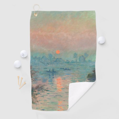 Monet Sunset Seine Fine Art Impressionism  Golf Towel