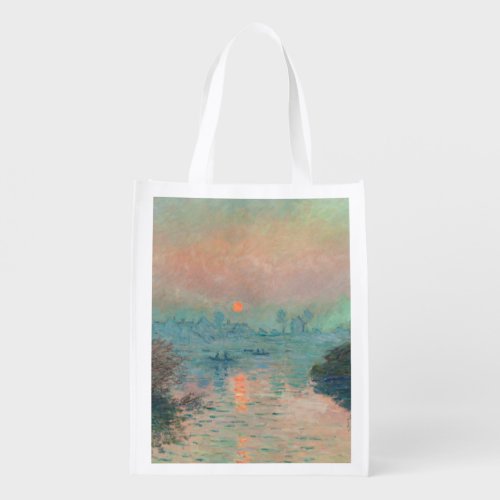 Monet Sunset Seine Fine Art Impressionism  Grocery Bag