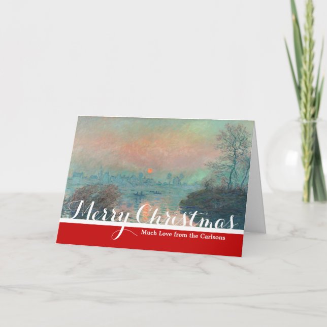 Monet Sunset Seine Fine Art Impressionism  Holiday Card (Front)