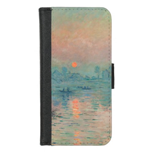 Monet Sunset Seine Fine Art Impressionism  iPhone 87 Wallet Case