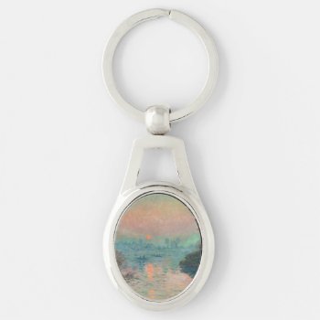 Monet Sunset Seine Fine Art Impressionism  Keychain by antiqueart at Zazzle