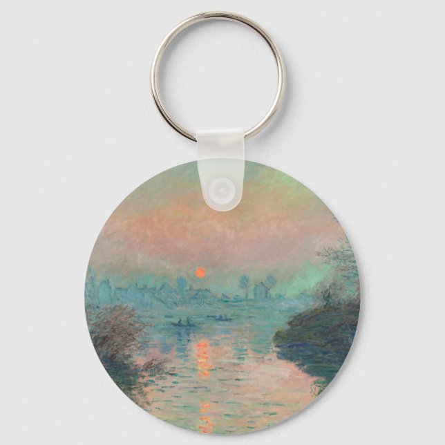 Monet Sunset Seine Fine Art Impressionism  Keychain (Front)