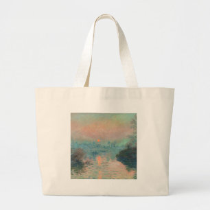 Monet Sunset Seine Fine Art Impressionism Large Tote Bag