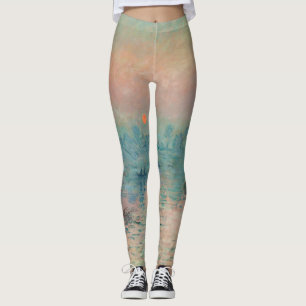 Monet Sunset Seine Fine Art Impressionism Leggings