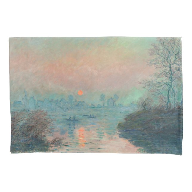 Monet Sunset Seine Fine Art Impressionism  Pillow Case (Front)