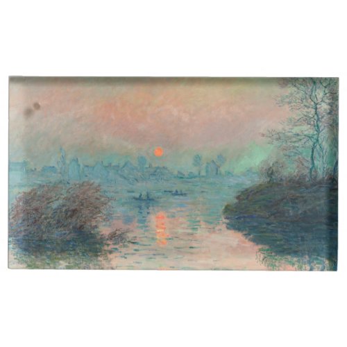 Monet Sunset Seine Fine Art Impressionism  Place Card Holder