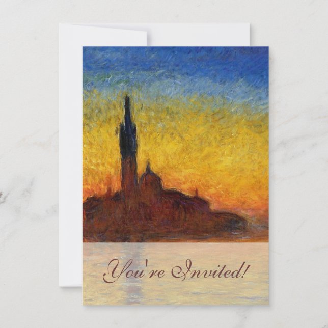 Monet Sunset Venice Colorful Impressionism Art Invitation (Front)