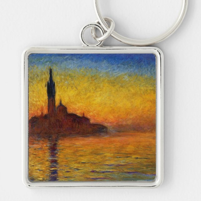 Monet Sunset Venice Colorful Impressionism Art Keychain (Front)