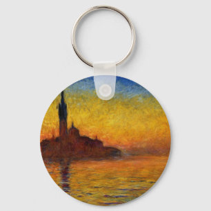 Monet Sunset Venice Colorful Impressionism Art Keychain