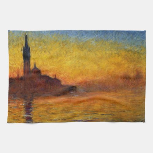Monet Sunset Venice Colorful Impressionism Art Kitchen Towel