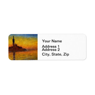 Monet Sunset Venice Colorful Impressionism Art Label