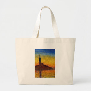 Monet Sunset Venice Colorful Impressionism Art Large Tote Bag