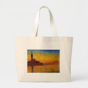 Monet Sunset Venice Colorful Impressionism Art Large Tote Bag