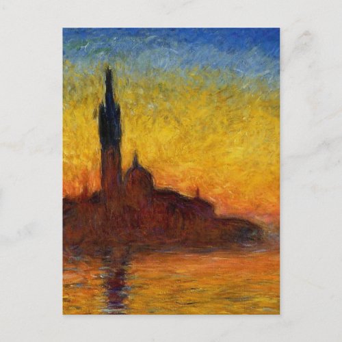 Monet Sunset Venice Colorful Impressionism Art Postcard