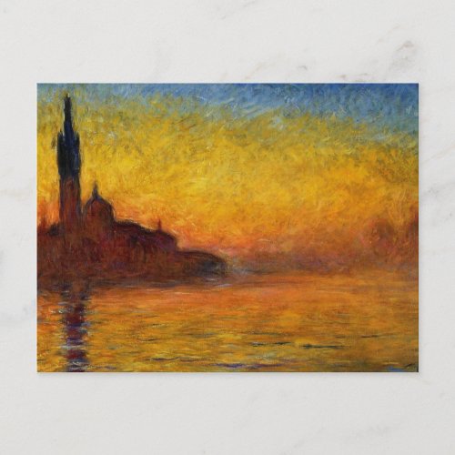 Monet Sunset Venice Colorful Impressionism Art Postcard