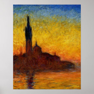 Monet Sunset Venice Colorful Impressionism Art Poster