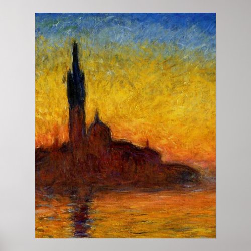 Monet Sunset Venice Colorful Impressionism Art Poster