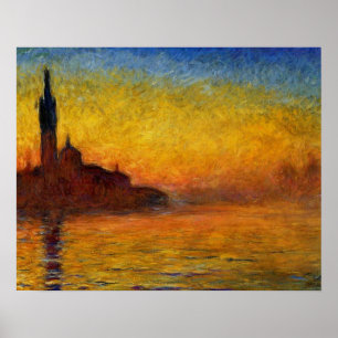 Monet Sunset Venice Colorful Impressionism Art Poster