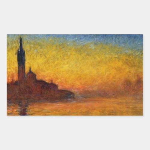 Monet Sunset Venice Colorful Impressionism Art Rectangular Sticker