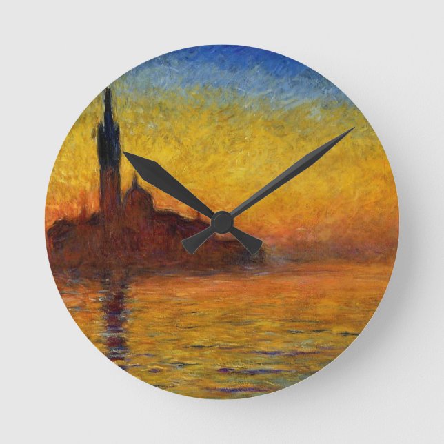 Monet Sunset Venice Colorful Impressionism Art Round Clock (Front)