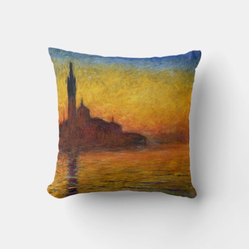 Monet Sunset Venice Colorful Impressionism Art Throw Pillow