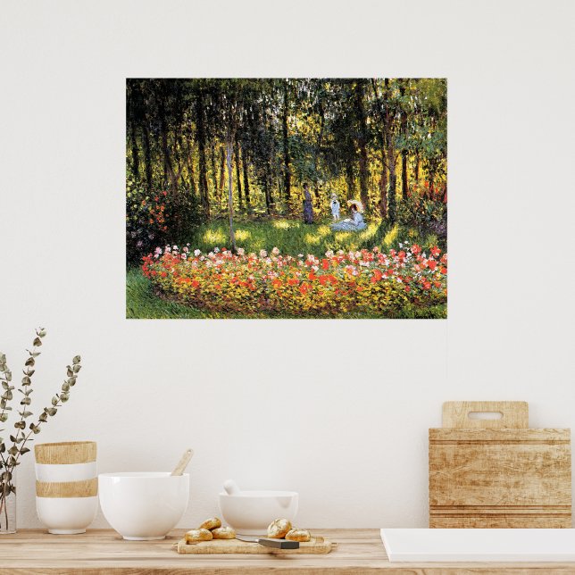 Monet - The Artist's Family in the Garden Poster (Kitchen)