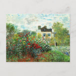 Monet - The Artist's Garden at Argenteuil Postcard<br><div class="desc">Claude Monet painting - The Artist's Garden at Argenteuil,  a corner of the garden with dahlias,  famous Impressionist artwork</div>