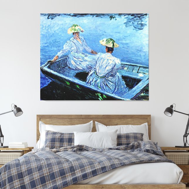 Monet - The Blue Row Boat Canvas Print (Insitu(Bedroom))