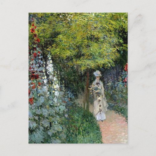 Monet _ The Garden Hollyhocks Postcard