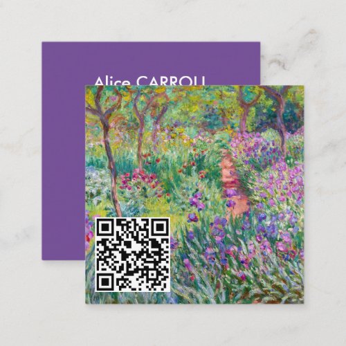 Monet _ The Iris Garden at Giverny _ QR Code Square Business Card