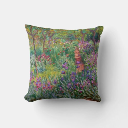 Monet The Iris Garden at Giverny Throw Pillow