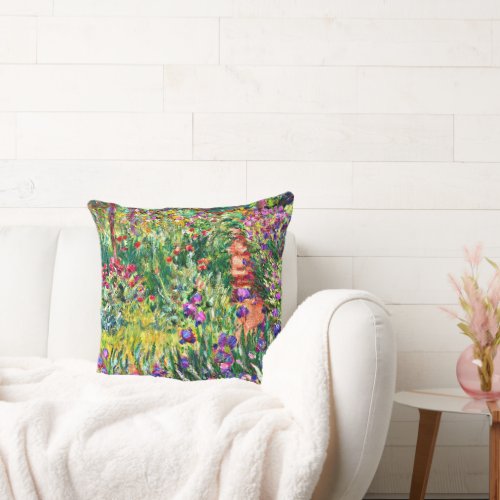 Monet _ The Iris Garden at Giverny Throw Pillow