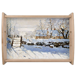 Monet - The Magpie, famous painting  Serving Tray