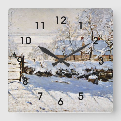 Monet _ The Magpie famous painting Square Wall Clock