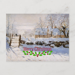 Monet - The Magpie - Merry Christmas Postcard