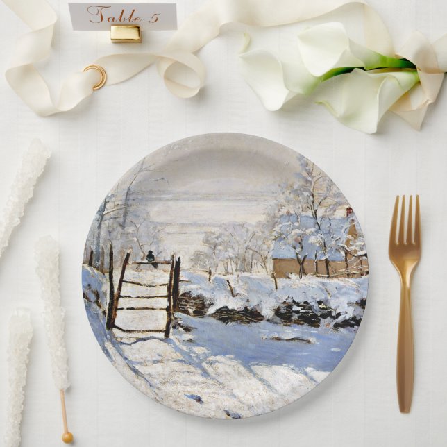 Monet - The Magpie,  Paper Plates (Wedding)