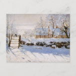 Monet - The Magpie Postcard<br><div class="desc">Monet - The Magpie postcard.  Impressionism winter landscape with magpie bird by Claude Monet,  1869.</div>