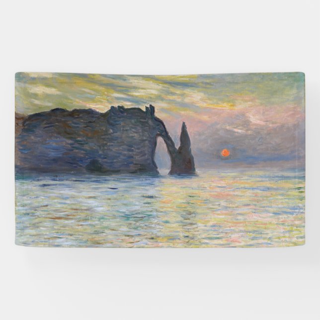 Monet - The Manneport, Cliff at Etretat, Sunset Banner (Horizontal)