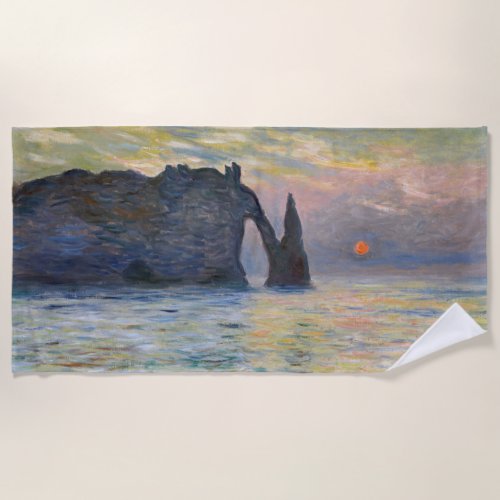 Monet _ The Manneport Cliff at Etretat Sunset Beach Towel