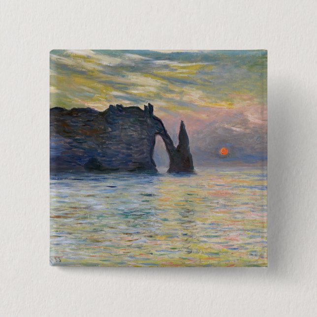 Monet - The Manneport, Cliff at Etretat, Sunset Button (Front)