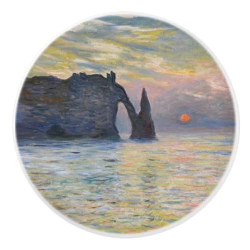 Monet _ The Manneport Cliff at Etretat Sunset Ceramic Knob