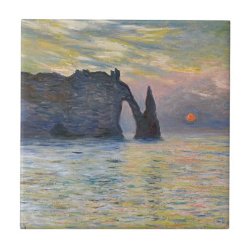 Monet _ The Manneport Cliff at Etretat Sunset Ceramic Tile