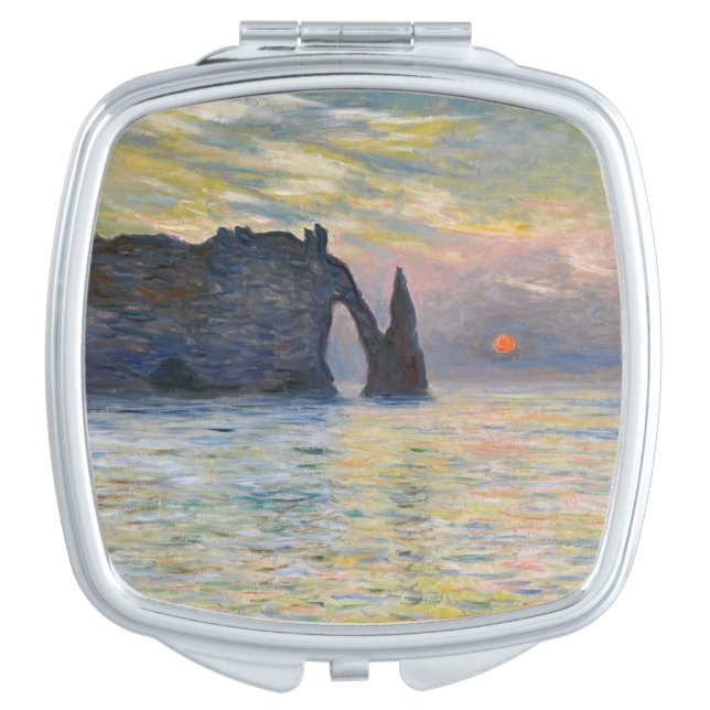 Monet - The Manneport, Cliff at Etretat, Sunset Compact Mirror (Front)